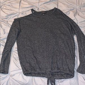 Dark Grey Cold Shoulder Senched Top